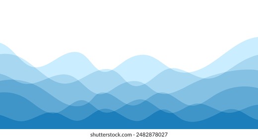 Ilustración vectorial de fondo de las capas azules de las olas del océano