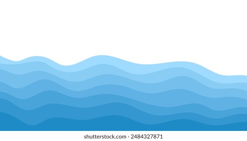 Ilustración vectorial de fondo de las capas azules de las olas del océano
