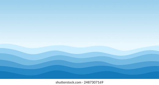 Background vector illustration of blue ocean wave layers