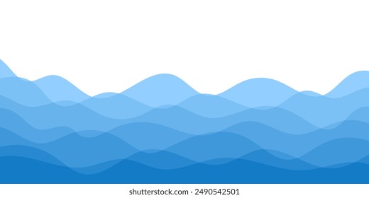 Ilustración vectorial de fondo de las capas azules de las olas del océano