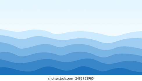 Ilustración vectorial de fondo de las capas azules de las olas del océano