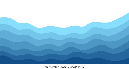 Hintergrund, Vektorgrafik der Wellenschichten des blauen Ozeans