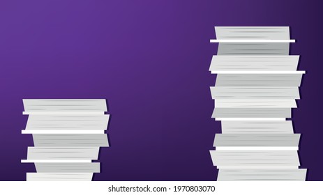 Background of Vector illustration. Flat paper pile. Documents. Paperwork and routine