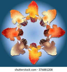 Background vector illustration - goldfish swimming in circles.