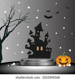 Ilustración vectorial de fondo estadio de halloween para evento de producto