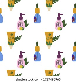 Background vector illustration, personal care. Face mask with a different design. Background textures for packaging design