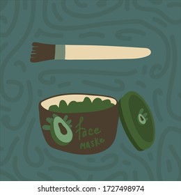 Background vector illustration, personal care. Face mask with a different design. Background textures for packaging design
