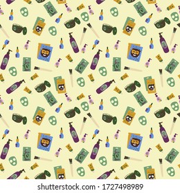 Background vector illustration, personal care. Face mask with a different design. Background textures for packaging design