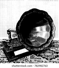 Background vector illustration from photo of ancient gramophone