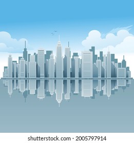 Background Vector illustration scenery beach city skyline