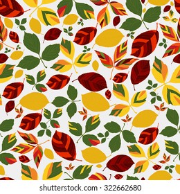 Background vector illustration seamless red orange yellow autumn leaves.