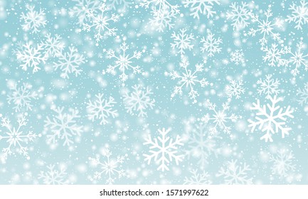 Сhristmas background. Vector illustration with snowflakes. White snow.