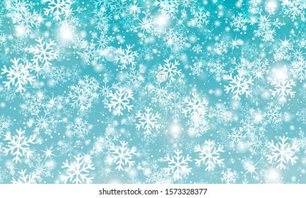 Сhristmas background. Vector illustration with snowflakes. White snow.