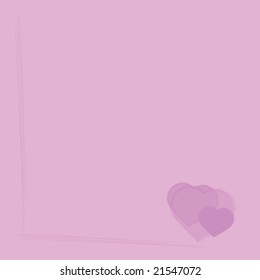 Background vector illustration with stylized hearts in bottom corner and empty space for text in page layout.