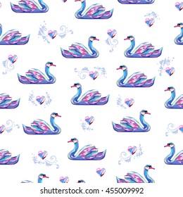 background vector illustration of swans, Swan seamless background pattern illustration