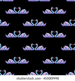 background vector illustration of swans, Swan seamless background pattern illustration