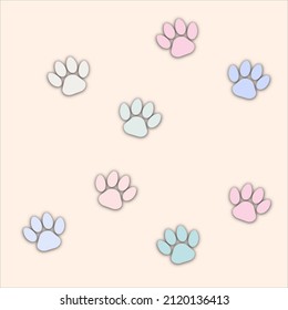 Background vector imitates pastel animal footprints