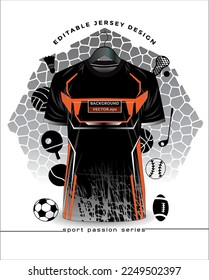 Vector de fondo, jersey diseño de la plantilla de la camisa deportiva para el fútbol Deportes, baloncesto, uniforme de correr en la vista frontal, vector de mockup de camiseta, diseño muy sencillo y fácil de personalizar