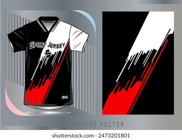 Vector de fondo, diseño de Plantilla de camiseta deportiva de jersey para fútbol Sport, balón de baloncesto, uniforme de running en vista frontal, Vector de maqueta de camiseta, diseño muy simple y fácil de personalizar