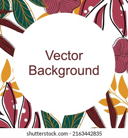 Background vector leaves and flowers abstraction. Vector illustration