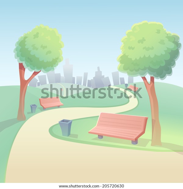 Background Vector Park Cartoon Grass Field Stock Vector (Royalty Free ...