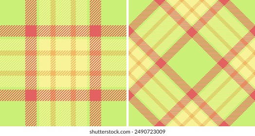 Background vector pattern of textile fabric texture with a seamless check plaid tartan. Set in spring colours. Scottish fashion trends.