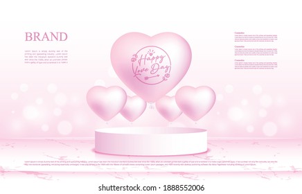 Background vector for placing product on the day of sweet pink love