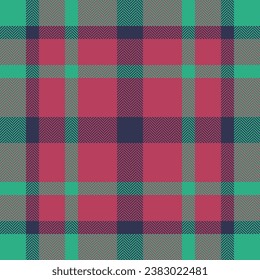 Background vector plaid of fabric tartan textile with a check seamless pattern texture in red and teal colors.