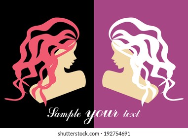 Background vector profile of a beautiful girl