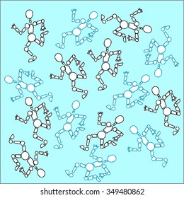 background Vector Robots pattern, mannequins, dolls, artificial intelligence toy. human skeleton