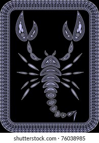 Background in a vector a scorpion in ethnic style