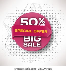 Background vector tag Big Sale paper banner special offer
