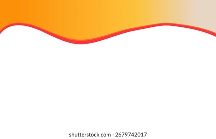 Modelo de vetor de plano de fundo de banner de onda abstrata com padrão curvo nas cores de gradiente laranja, vermelho e branco. Moderno, apresentação, gráficos, capa, cartaz, site, empresa, cartão, certificado.