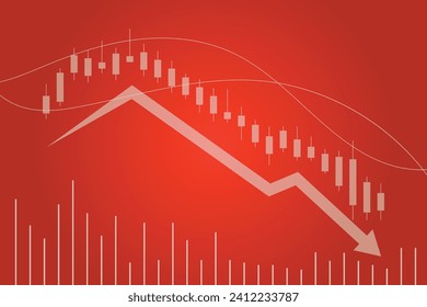 Background vector template bearish market trend in cryptocurrency or stock