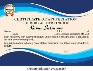 Background Vector Template For Diploma, Deed, Award Plaque Design, Certificate Of Appreciation, Achievement, Attendance. Layered Eps10 Vector.