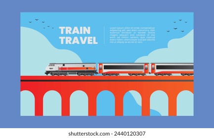 background vector template train travel over the bridge