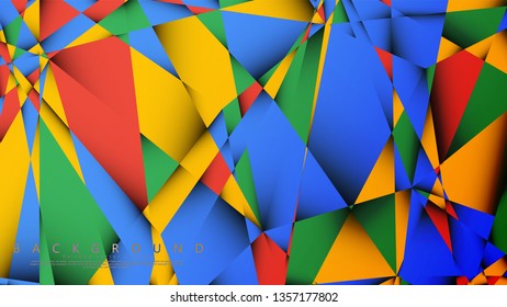 Background Vector of a Triangle with a combination of red yellow and green. Geometric illustration style with gradients and transparency.