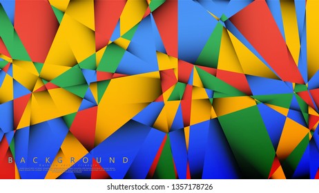 Background Vector of a Triangle with a combination of red yellow and green. Geometric illustration style with gradients and transparency.