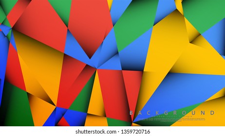 Background Vector of a Triangle with a combination of red yellow and green. Geometric illustration style with gradients and transparency.