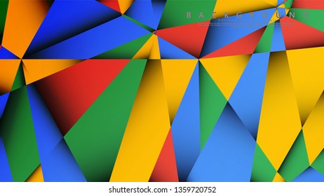 Background Vector of a Triangle with a combination of red yellow and green. Geometric illustration style with gradients and transparency.