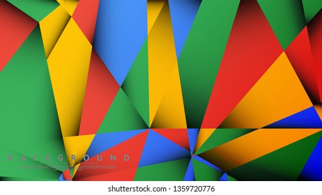 Background Vector of a Triangle with a combination of red yellow and green. Geometric illustration style with gradients and transparency.