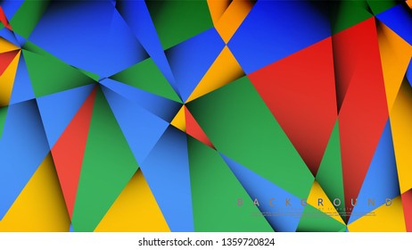 Background Vector of a Triangle with a combination of red yellow and green. Geometric illustration style with gradients and transparency.