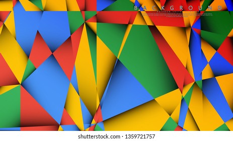 Background Vector of a Triangle with a combination of red yellow and green. Geometric illustration style with gradients and transparency.
