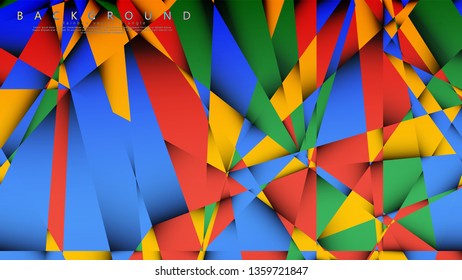 Background Vector of a Triangle with a combination of red yellow and green. Geometric illustration style with gradients and transparency.