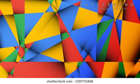 Background Vector of a Triangle with a combination of red yellow and green. Geometric illustration style with gradients and transparency.