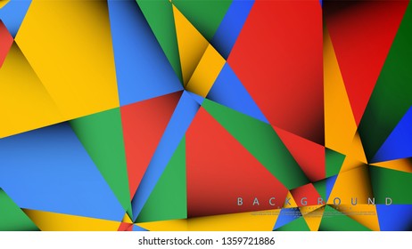 Background Vector of a Triangle with a combination of red yellow and green. Geometric illustration style with gradients and transparency.