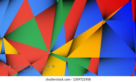 Background Vector of a Triangle with a combination of red yellow and green. Geometric illustration style with gradients and transparency.