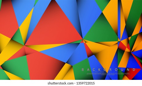 Background Vector of a Triangle with a combination of red yellow and green. Geometric illustration style with gradients and transparency.
