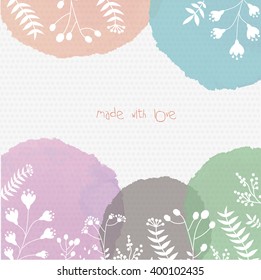 Background with vector watercolor backdrops and floral shapes on it