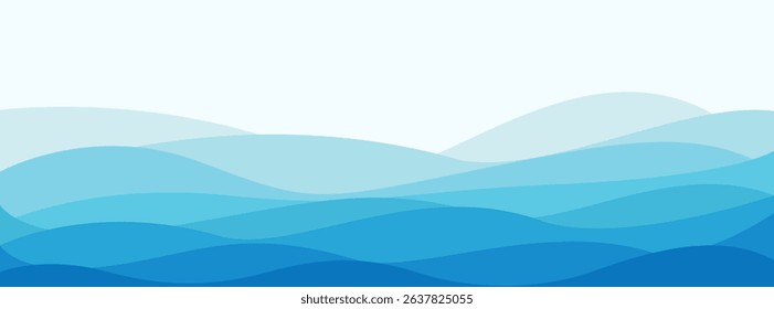 Background with vector waves in shades of blue for websites and graphic resources.
